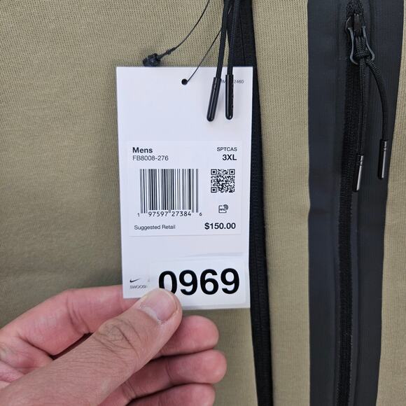 NIKE MEN'S 3XL SPORTSWEAR TECH FLEECE BOMBER JACKET OLIVE GREEN FB8008-276 - Picture 4 of 7